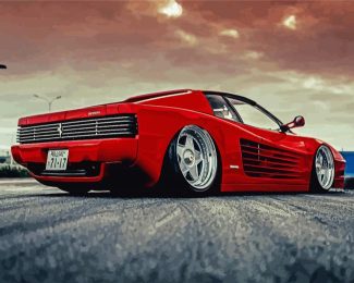 Red Ferrari Testarossa Sport Car diamond painting