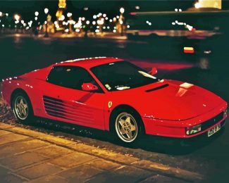 Red Ferrari Testarossa diamond painting