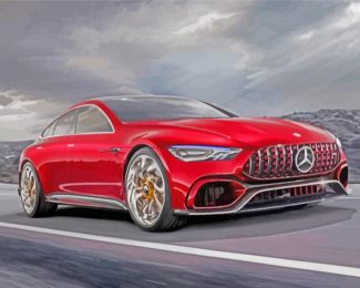 Red Mercedes Amg Car diamond painting