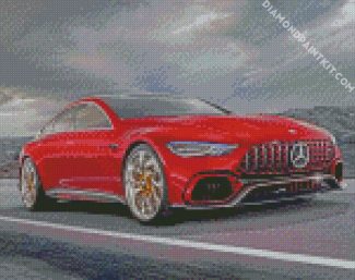 Red Mercedes Amg Car diamond painting