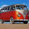 Red Volkswagen Campervan diamond painting