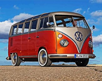 Red Volkswagen Campervan diamond painting