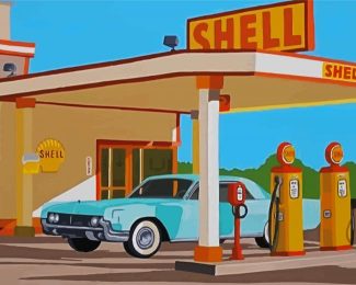 Retro Gas Station diamond painting