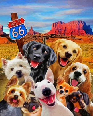 Route 66 Dog diamond painting