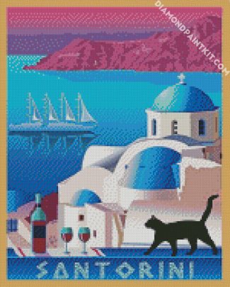 Santorini Illustration diamond painting