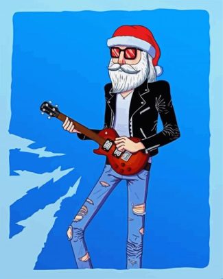 Skinny Santa Playing On Electric Ukulele diamond painting