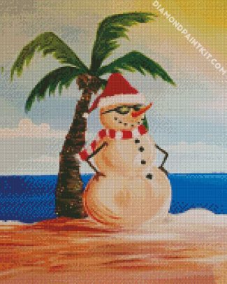 Snowman Enjoying The Summer diamond painting