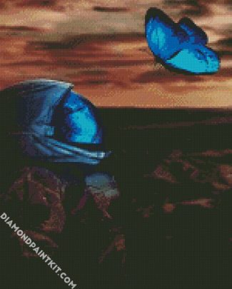 Space Man And Blue Butterfly diamond painting