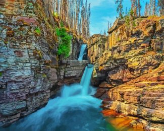 St Mary Falls Glacier National Park Montana diamond painting