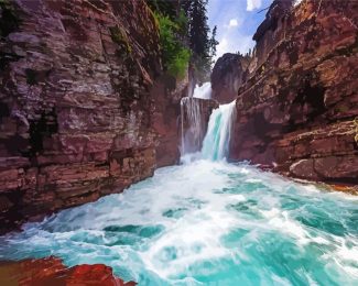 St Marry Falls Glacier National Park diamond painting