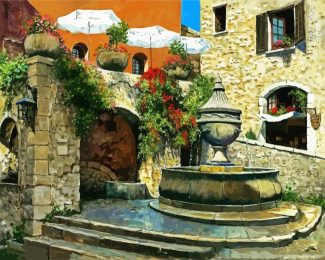 St Paul De Vence Fountain diamond painting