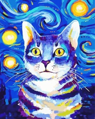 Starry Night Cat diamond painting