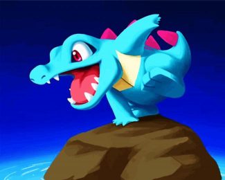 Totodile Pokemon Illustration diamond painting