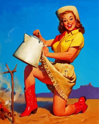 Vintage Western Lady diamond painting