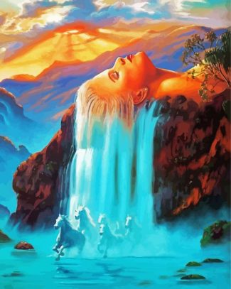 Waterfall Lady diamond painting