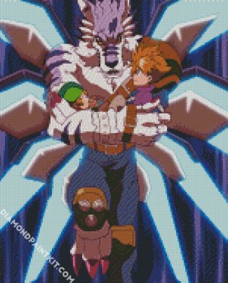 Weregarurumon Anime Illustration Digimon diamond painting