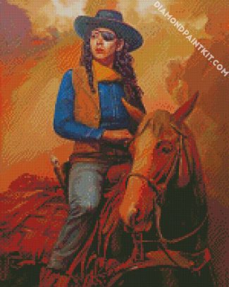 Western Lady On A Horse diamond painting