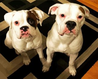 White Boxers diamond painting