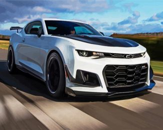 White Chevrolet Camaro diamond painting