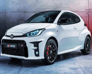 White Toyota Gr Yaris diamond painting