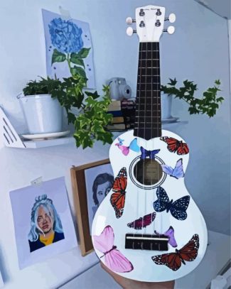 White Ukulele diamond painting