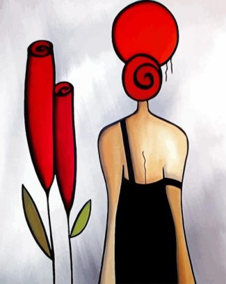 Woman And Red Flower diamond painting