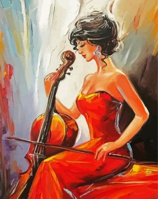 Woman Playing Violoncello diamond painting