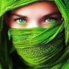 Woman With Green Veil And Eyes diamond painting