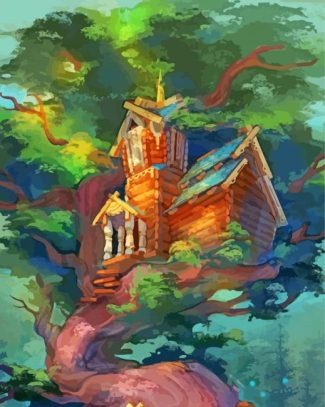 Wooden Treehouse diamond painting