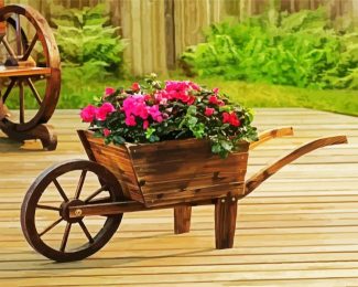 Wooden Wheelbarrow diamond painting