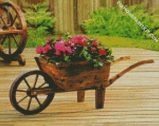 Wooden Wheelbarrow diamond painting