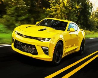 Yellow Chevrolet Camaro diamond painting