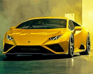 Yellow Lamborghini Huracan diamond painting