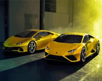 Yellow Lamborghini Huracan diamond painting