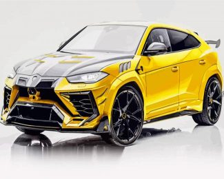 Yellow Lamborghini Urus diamond painting