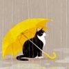 Yellow Umbrella And Kitty diamond painting