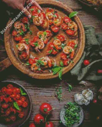 Garlic Shrimp Bruschetta diamond painting