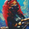 Redhead Warrior Girl diamond painting