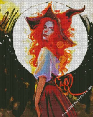 Redhead Witch diamond painting