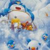 Snorlax And The Pokemons Enjoying The Snow diamond painting