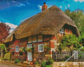 Thatched Cottage House diamond painting