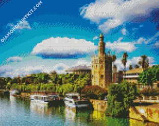 Aesthetic Torre Del Oro Seville diamond painting