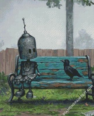 Aesthetic Robot And Bird diamond painting