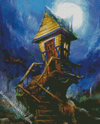 Aesthetic Treehouse And Full Moon diamond painting