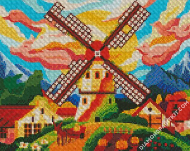 Aesthetic Windmill diamond painting