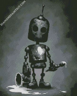 Black And White Sad Robot diamond painting