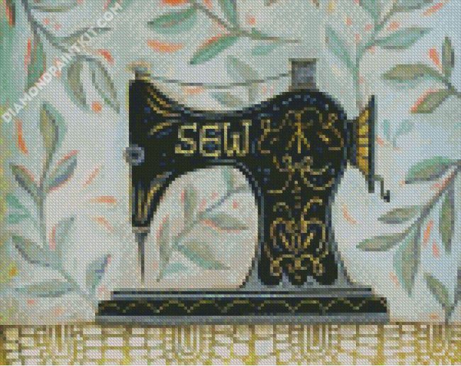 Black Sewing Machine diamond painting