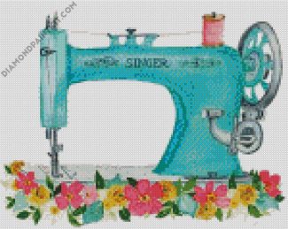 Blue Sewing Machine diamond painting