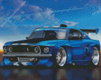 Blue Sport Car diamond painting