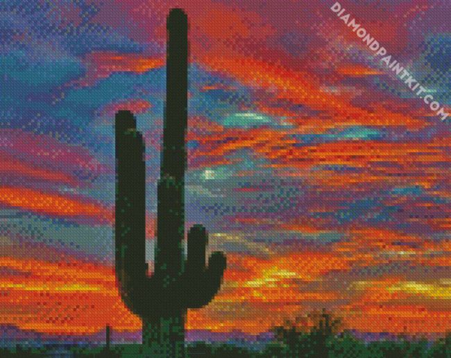 Desert Cactus Sunset diamond painting